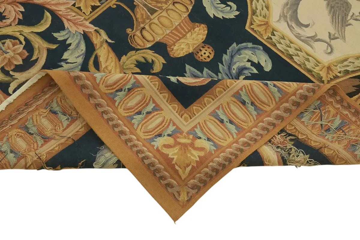 Aubusson Eskitme Bej Pamuk Üzerine Yün El Dokuma Halı-304x431 - Görsel 6