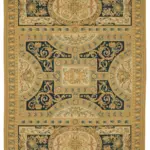 Aubusson Eskitme Bej Pamuk Üzerine Yün El Dokuma Halı-304x436