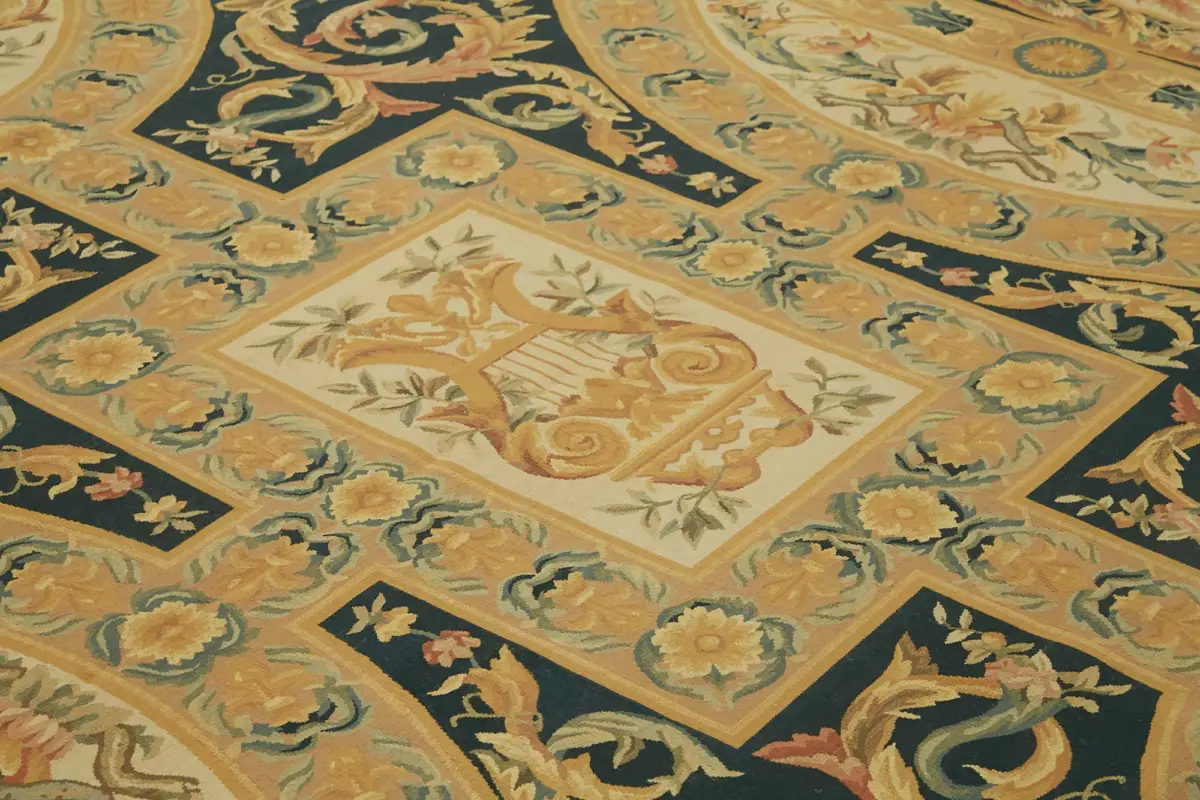 Aubusson Eskitme Bej Pamuk Üzerine Yün El Dokuma Halı-304x436 - Görsel 5