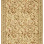 Aubusson Eskitme Bej Pamuk Üzerine Yün El Dokuma Halı-262x377