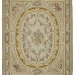 Aubusson Eskitme Bej Pamuk Üzerine Yün El Dokuma Halı-274x366