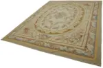 Aubusson Eskitme Bej Pamuk Üzerine Yün El Dokuma Halı-274x366 - Görsel 3