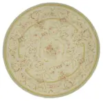 Aubusson Eskitme Bej Pamuk Üzerine Yün El Dokuma Halı-365x365