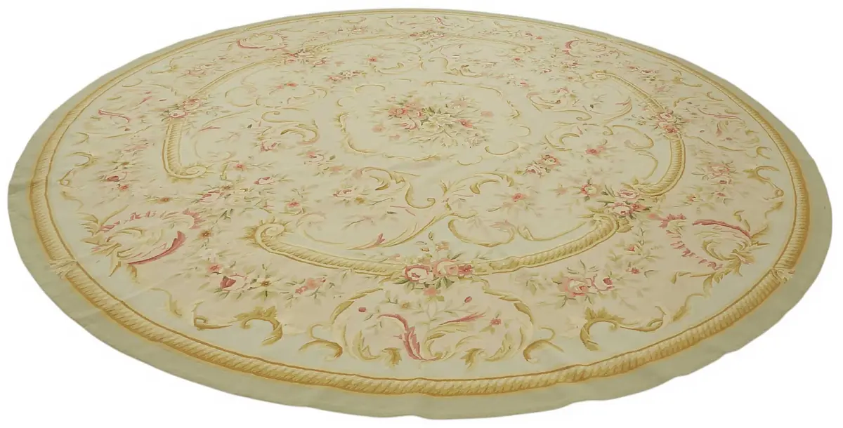 Aubusson Eskitme Bej Pamuk Üzerine Yün El Dokuma Halı-365x365 - Görsel 2