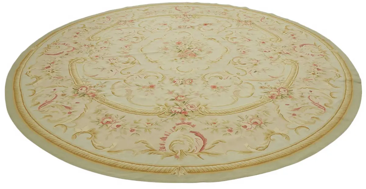 Aubusson Eskitme Bej Pamuk Üzerine Yün El Dokuma Halı-365x365 - Görsel 3