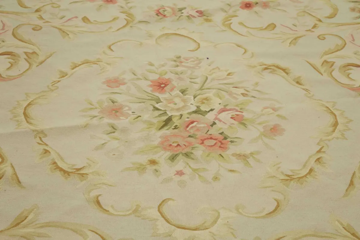 Aubusson Eskitme Bej Pamuk Üzerine Yün El Dokuma Halı-365x365 - Görsel 4