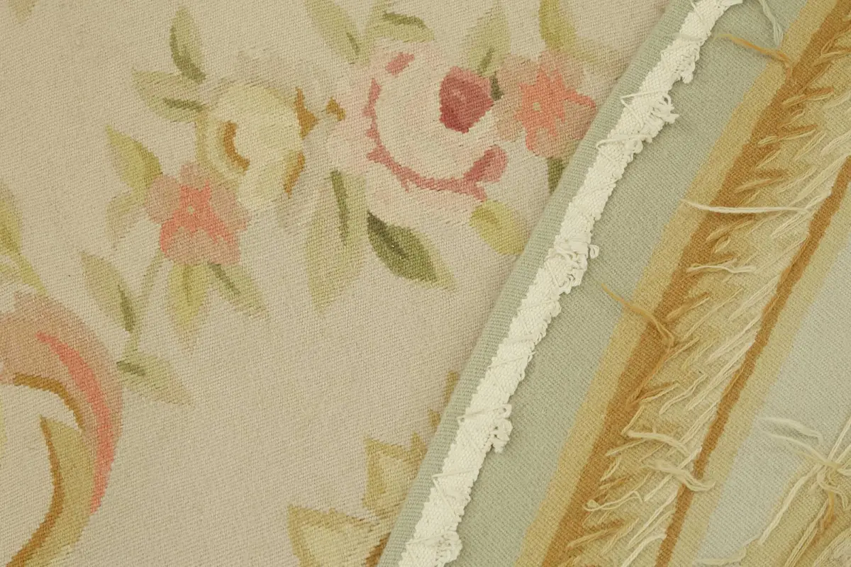 Aubusson Eskitme Bej Pamuk Üzerine Yün El Dokuma Halı-365x365 - Görsel 6