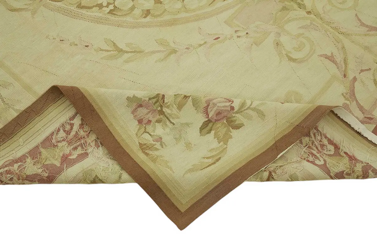 Aubusson Eskitme Bej Pamuk Üzerine Yün El Dokuma Halı-237x290 - Görsel 6