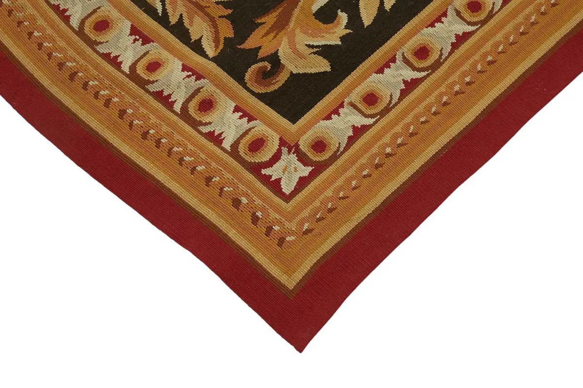 Aubusson Eskitme Bej Pamuk Üzerine Yün El Dokuma Halı-090x300 - Görsel 4