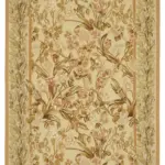 Aubusson Eskitme Bej Pamuk Üzerine Yün El Dokuma Halı-177x273