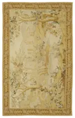 Aubusson Eskitme Bej Pamuk Üzerine Yün El Dokuma Halı-153x242