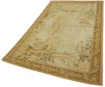 Aubusson Eskitme Bej Pamuk Üzerine Yün El Dokuma Halı-153x242 - Görsel 3