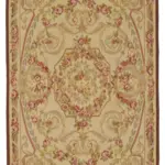 Aubusson Eskitme Bej Pamuk Üzerine Yün El Dokuma Halı-123x185