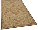 Aubusson Eskitme Bej Pamuk Üzerine Yün El Dokuma Halı-123x185 - Görsel 2