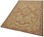 Aubusson Eskitme Bej Pamuk Üzerine Yün El Dokuma Halı-123x185 - Görsel 3
