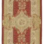 Aubusson Eskitme Bej Pamuk Üzerine Yün El Dokuma Halı-092x152