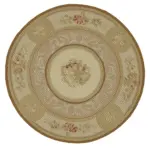 Needlepoint Bej Pamuk Üzerine Yün El Dokuma Halı-180x180