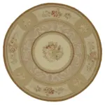 Needlepoint Bej Pamuk Üzerine Yün El Dokuma Halı-180x180