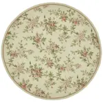 Needlepoint Bej Pamuk Üzerine Yün El Dokuma Halı-240x240