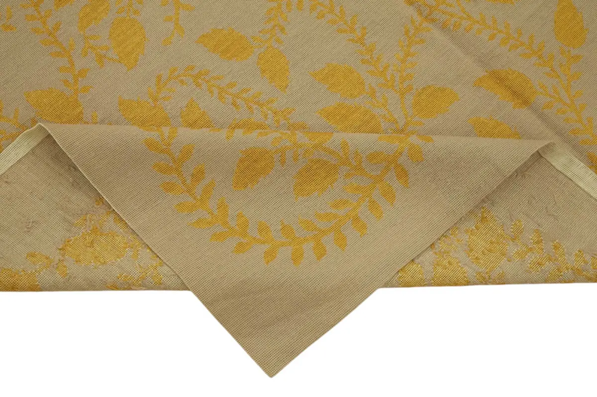 Needlepoint Bej Pamuk Üzerine Yün El Dokuma Halı-184x272 - Görsel 6
