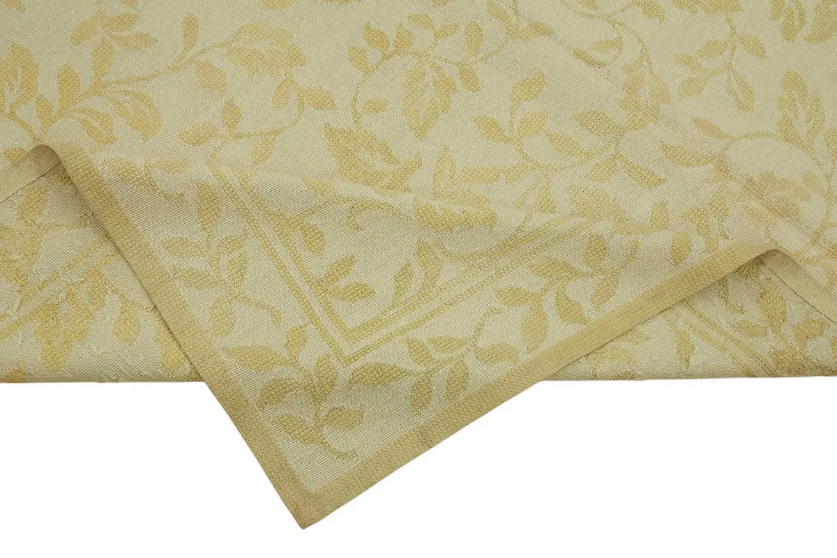 Needlepoint Bej Pamuk Üzerine Yün El Dokuma Halı-180x255 - Görsel 6