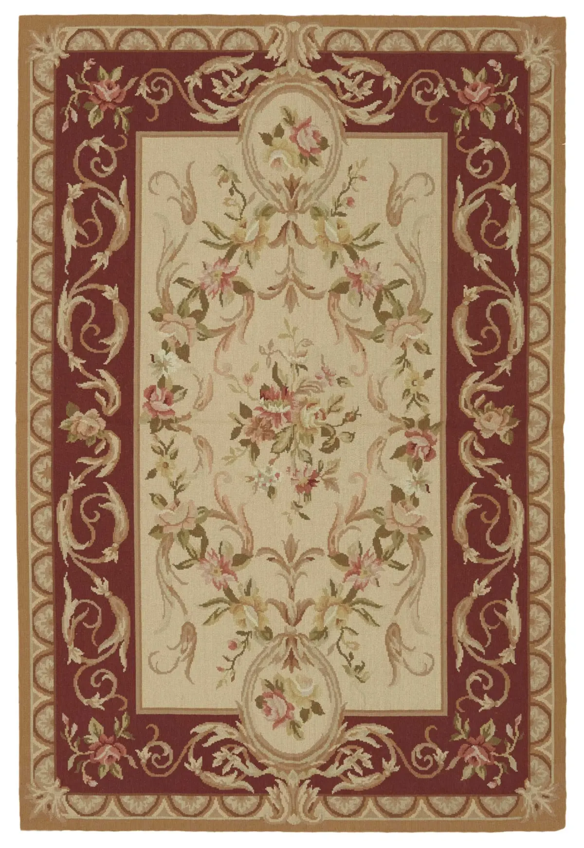 Rc_47454_0_Beige_Flatweave_Kilim_Rugs Needlepoint Bej Pamuk Üzerine Yün El Dokuma Halı-122x183 - Görsel 1