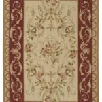 Needlepoint Bej Pamuk Üzerine Yün El Dokuma Halı-122x183