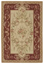 Needlepoint Bej Pamuk Üzerine Yün El Dokuma Halı-122x183