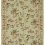 Needlepoint Bej Pamuk Üzerine Yün El Dokuma Halı-185x280