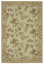 Needlepoint Bej Pamuk Üzerine Yün El Dokuma Halı-185x280