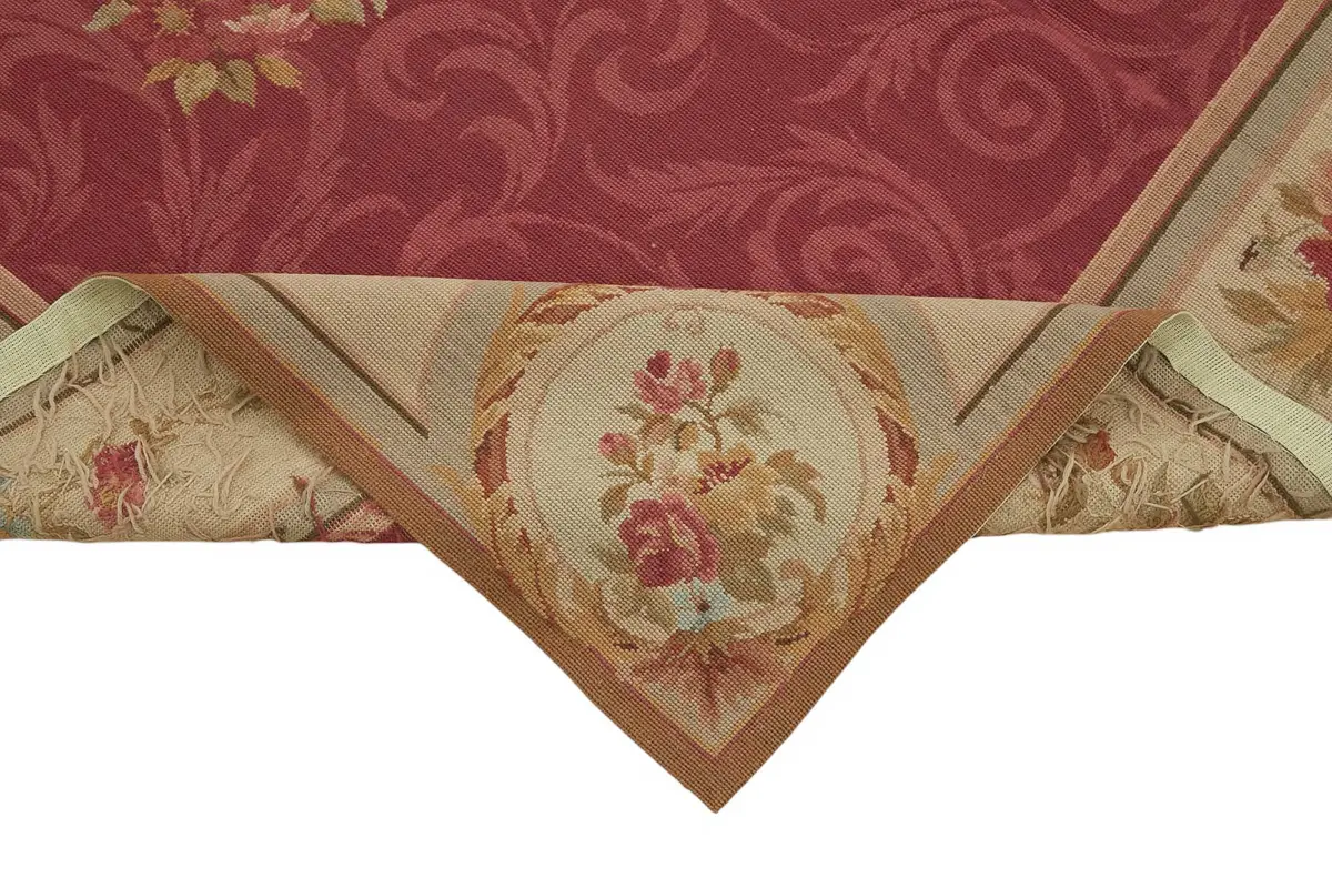 Needlepoint Bej Pamuk Üzerine Yün El Dokuma Halı-162x246 - Görsel 6