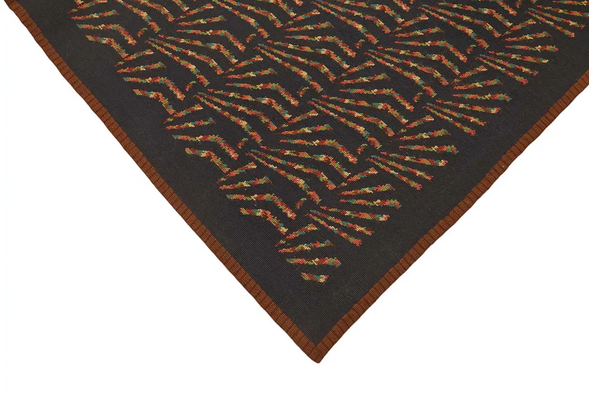 Needlepoint Mor Pamuk Üzerine Yün El Dokuma Halı-168x235 - Görsel 4