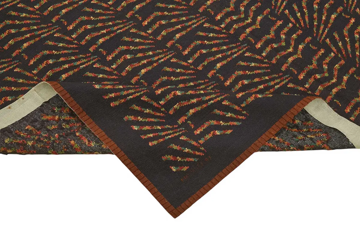 Needlepoint Mor Pamuk Üzerine Yün El Dokuma Halı-168x235 - Görsel 6