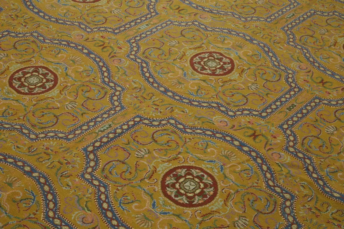 Needlepoint Sarı Pamuk Üzerine Yün El Dokuma Halı-261x331 - Görsel 5