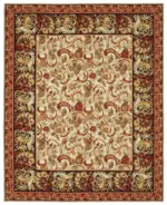 Needlepoint Bej Pamuk Üzerine Yün El Dokuma Halı-239x298