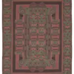 Needlepoint Mor Pamuk Üzerine Yün El Dokuma Halı-240x342