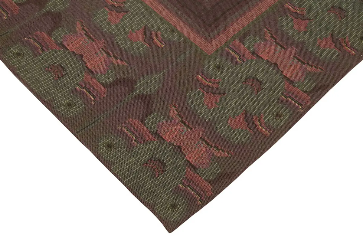 Needlepoint Mor Pamuk Üzerine Yün El Dokuma Halı-240x342 - Görsel 4