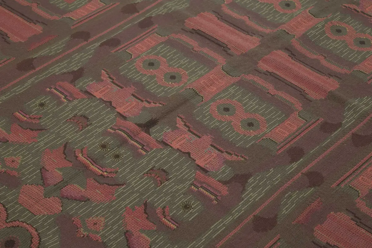 Needlepoint Mor Pamuk Üzerine Yün El Dokuma Halı-240x342 - Görsel 5