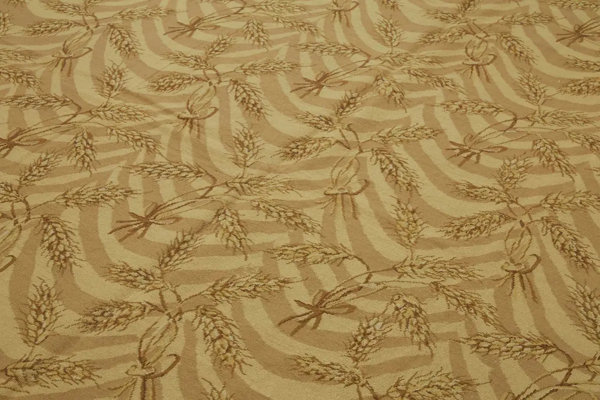 Needlepoint Bej Pamuk Üzerine Yün El Dokuma Halı-244x303 - Görsel 5