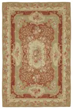 Needlepoint Bej Pamuk Üzerine Yün El Dokuma Halı-180x280