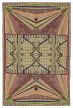 Needlepoint Bej Pamuk Üzerine Yün El Dokuma Halı-181x273