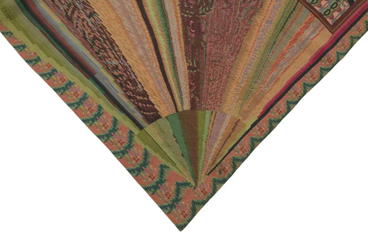 Needlepoint Bej Pamuk Üzerine Yün El Dokuma Halı-181x273 - Görsel 4