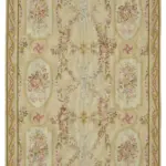 Needlepoint Bej Pamuk Üzerine Yün El Dokuma Halı-177x277