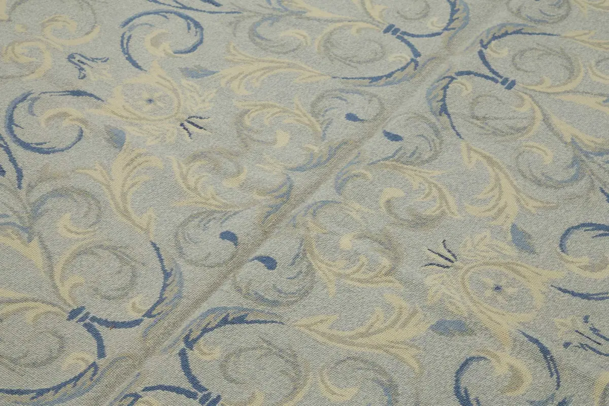 Needlepoint Bej Pamuk Üzerine Yün El Dokuma Halı-183x276 - Görsel 5