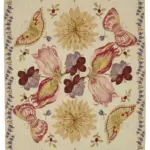 Needlepoint Bej Pamuk Üzerine Yün El Dokuma Halı-178x270