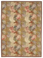 Needlepoint Bej Pamuk Üzerine Yün El Dokuma Halı-152x210