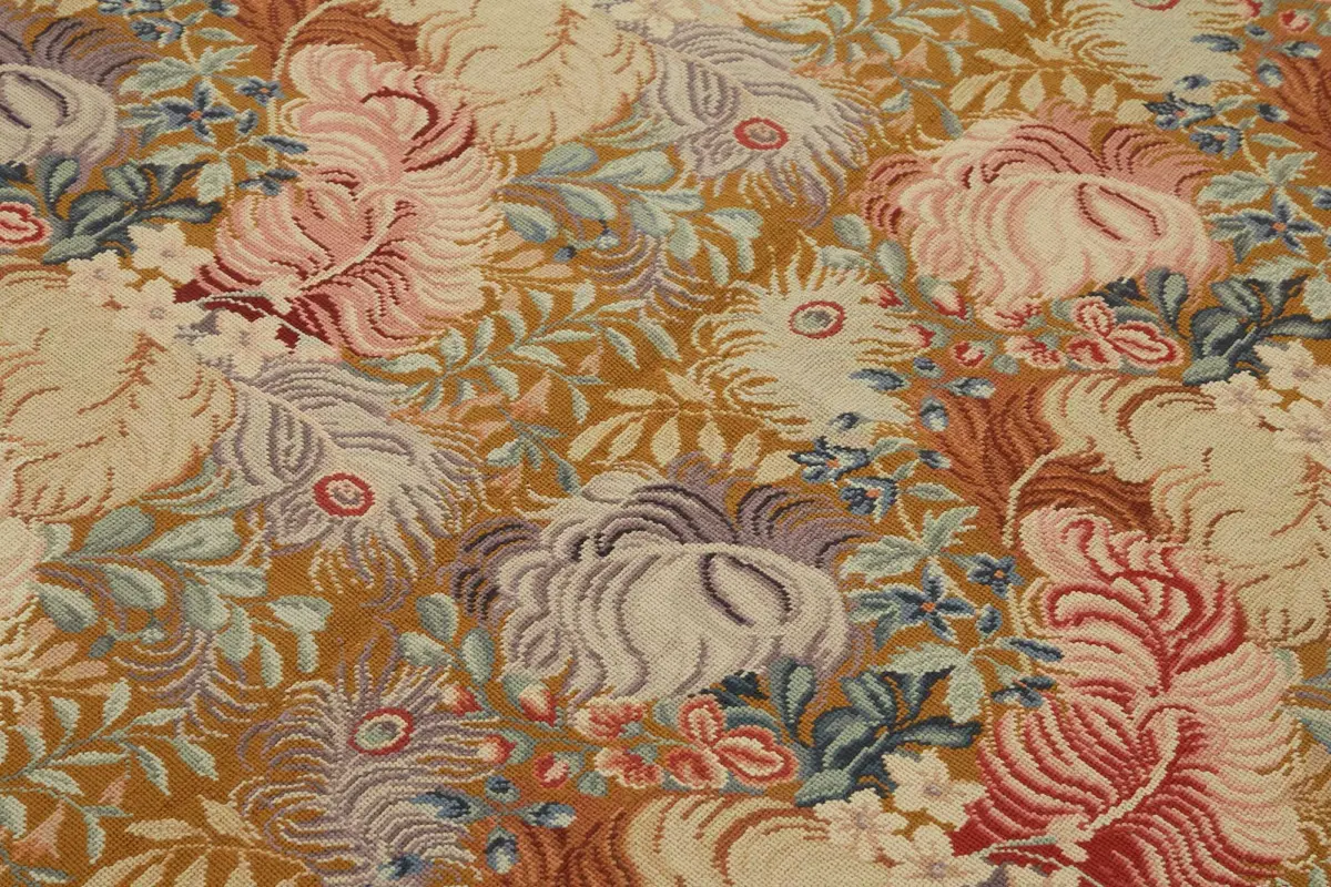 Needlepoint Bej Pamuk Üzerine Yün El Dokuma Halı-152x210 - Görsel 5