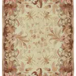 Needlepoint Bej Pamuk Üzerine Yün El Dokuma Halı-184x263