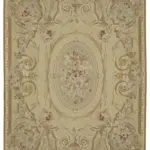 Needlepoint Bej Pamuk Üzerine Yün El Dokuma Halı-249x314