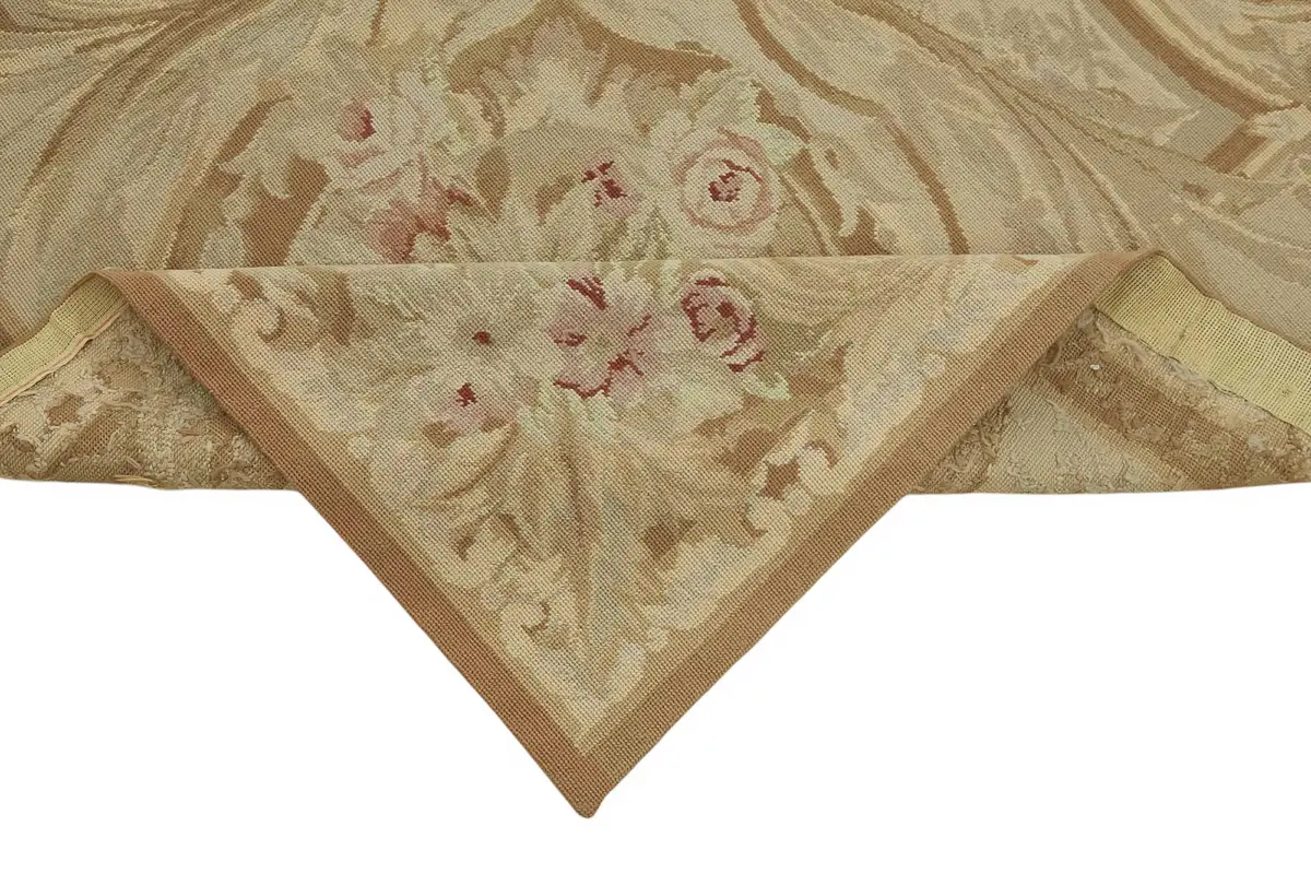 Needlepoint Bej Pamuk Üzerine Yün El Dokuma Halı-249x314 - Görsel 6